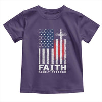 Faith Family Freedom Toddler T Shirt Charlie Kirk Patriotic Christian Vintage USA Flag - Wonder Print Shop