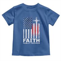 Faith Family Freedom Toddler T Shirt Charlie Kirk Patriotic Christian Vintage USA Flag - Wonder Print Shop