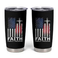 Faith Family Freedom Tumbler Cup Charlie Kirk Patriotic Christian Vintage USA Flag - Wonder Print Shop