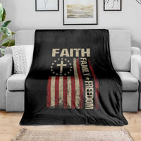 Faith Family Freedom Throw Blanket Patriotic Christian Vintage USA Flag - Wonder Print Shop