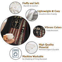 Faith Family Freedom Throw Blanket Patriotic Christian Vintage USA Flag - Wonder Print Shop