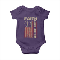 Faith Family Freedom Baby Onesie Patriotic Christian Vintage USA Flag - Wonder Print Shop
