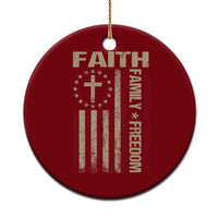 Faith Family Freedom Ceramic Ornament Patriotic Christian Vintage USA Flag - Wonder Print Shop