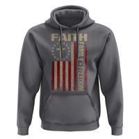 Faith Family Freedom Hoodie Patriotic Christian Vintage USA Flag - Wonder Print Shop
