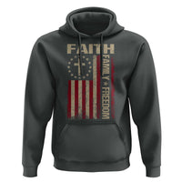 Faith Family Freedom Hoodie Patriotic Christian Vintage USA Flag - Wonder Print Shop