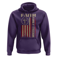 Faith Family Freedom Hoodie Patriotic Christian Vintage USA Flag - Wonder Print Shop