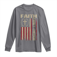 Faith Family Freedom Long Sleeve Shirt Patriotic Christian Vintage USA Flag - Wonder Print Shop