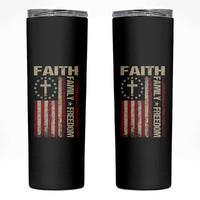 Faith Family Freedom Skinny Tumbler Patriotic Christian Vintage USA Flag - Wonder Print Shop