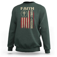 Faith Family Freedom Sweatshirt Patriotic Christian Vintage USA Flag - Wonder Print Shop