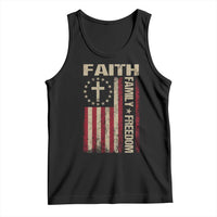 Faith Family Freedom Tank Top Patriotic Christian Vintage USA Flag - Wonder Print Shop