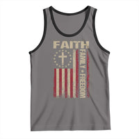 Faith Family Freedom Tank Top Patriotic Christian Vintage USA Flag - Wonder Print Shop