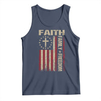 Faith Family Freedom Tank Top Patriotic Christian Vintage USA Flag - Wonder Print Shop