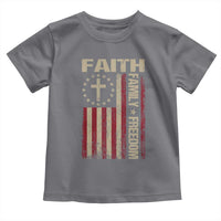 Faith Family Freedom Toddler T Shirt Patriotic Christian Vintage USA Flag - Wonder Print Shop
