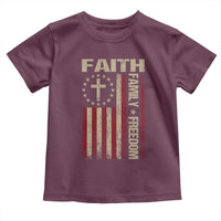 Faith Family Freedom Toddler T Shirt Patriotic Christian Vintage USA Flag - Wonder Print Shop