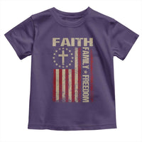 Faith Family Freedom Toddler T Shirt Patriotic Christian Vintage USA Flag - Wonder Print Shop