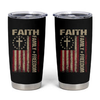 Faith Family Freedom Tumbler Cup Patriotic Christian Vintage USA Flag - Wonder Print Shop