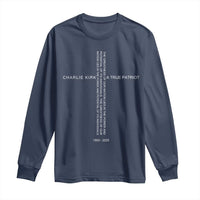 Charlie Kirk Long Sleeve Shirt A True Patriot Patriotic Christian Cross - Wonder Print Shop