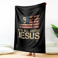 Charlie Kirk Throw Blanket Its All About Jesus USA Flag Patriotic Christian - Wonder Print Shop