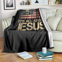 Charlie Kirk Throw Blanket Its All About Jesus USA Flag Patriotic Christian - Wonder Print Shop