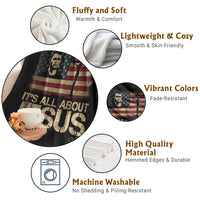 Charlie Kirk Throw Blanket Its All About Jesus USA Flag Patriotic Christian - Wonder Print Shop