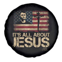 Charlie Kirk Spare Tire Cover Its All About Jesus USA Flag Patriotic Christian - Wonder Print Shop