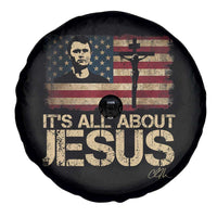 Charlie Kirk Spare Tire Cover Its All About Jesus USA Flag Patriotic Christian - Wonder Print Shop