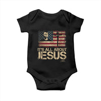 Charlie Kirk Baby Onesie Its All About Jesus USA Flag Patriotic Christian - Wonder Print Shop