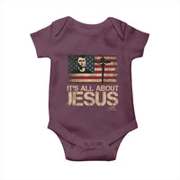 Charlie Kirk Baby Onesie Its All About Jesus USA Flag Patriotic Christian - Wonder Print Shop