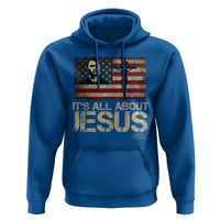Charlie Kirk Hoodie Its All About Jesus USA Flag Patriotic Christian - Wonder Print Shop
