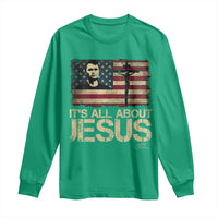 Charlie Kirk Long Sleeve Shirt Its All About Jesus USA Flag Patriotic Christian - Wonder Print Shop