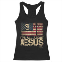 Charlie Kirk Racerback Tank Top Its All About Jesus USA Flag Patriotic Christian - Wonder Print Shop