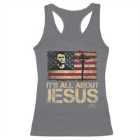 Charlie Kirk Racerback Tank Top Its All About Jesus USA Flag Patriotic Christian - Wonder Print Shop