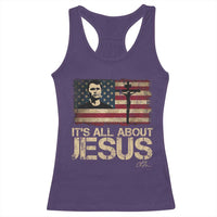 Charlie Kirk Racerback Tank Top Its All About Jesus USA Flag Patriotic Christian - Wonder Print Shop