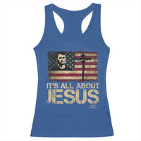 Charlie Kirk Racerback Tank Top Its All About Jesus USA Flag Patriotic Christian - Wonder Print Shop