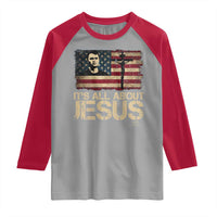 Charlie Kirk Raglan Shirt Its All About Jesus USA Flag Patriotic Christian - Wonder Print Shop