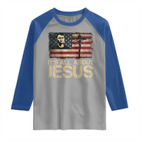 Charlie Kirk Raglan Shirt Its All About Jesus USA Flag Patriotic Christian - Wonder Print Shop