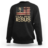 Charlie Kirk Sweatshirt Its All About Jesus USA Flag Patriotic Christian - Wonder Print Shop