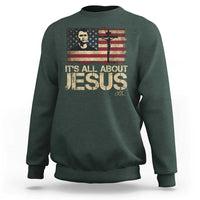 Charlie Kirk Sweatshirt Its All About Jesus USA Flag Patriotic Christian - Wonder Print Shop