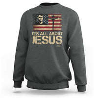 Charlie Kirk Sweatshirt Its All About Jesus USA Flag Patriotic Christian - Wonder Print Shop