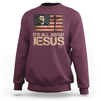 Charlie Kirk Sweatshirt Its All About Jesus USA Flag Patriotic Christian - Wonder Print Shop
