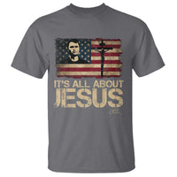 Charlie Kirk T Shirt Its All About Jesus USA Flag Patriotic Christian - Wonder Print Shop