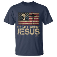 Charlie Kirk T Shirt Its All About Jesus USA Flag Patriotic Christian - Wonder Print Shop