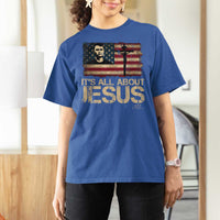 Charlie Kirk T Shirt For Women Its All About Jesus USA Flag Patriotic Christian - Wonder Print Shop