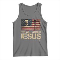 Charlie Kirk Tank Top Its All About Jesus USA Flag Patriotic Christian - Wonder Print Shop