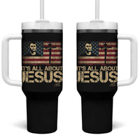 Charlie Kirk Tumbler With Handle Its All About Jesus USA Flag Patriotic Christian - Wonder Print Shop