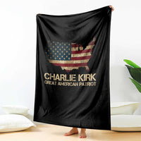 Charlie Kirk Throw Blanket Great American Patriot USA Flag - Wonder Print Shop