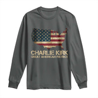 Charlie Kirk Long Sleeve Shirt Great American Patriot USA Flag - Wonder Print Shop