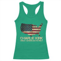 Charlie Kirk Racerback Tank Top Great American Patriot USA Flag - Wonder Print Shop