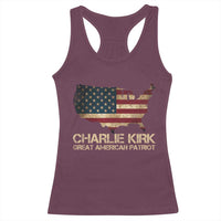 Charlie Kirk Racerback Tank Top Great American Patriot USA Flag - Wonder Print Shop