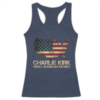 Charlie Kirk Racerback Tank Top Great American Patriot USA Flag - Wonder Print Shop